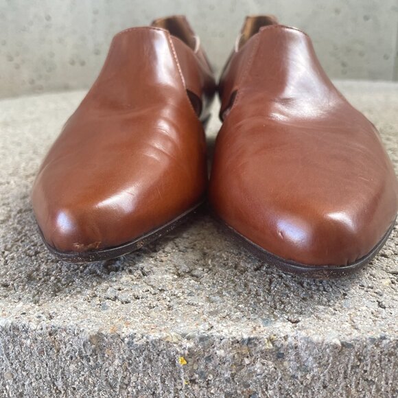 VIA SPIGA LEATHER WOMEN'S POINTED TOE CUT-OUT FLATS TAN SIZE 5.5 - Picture 6 of 13